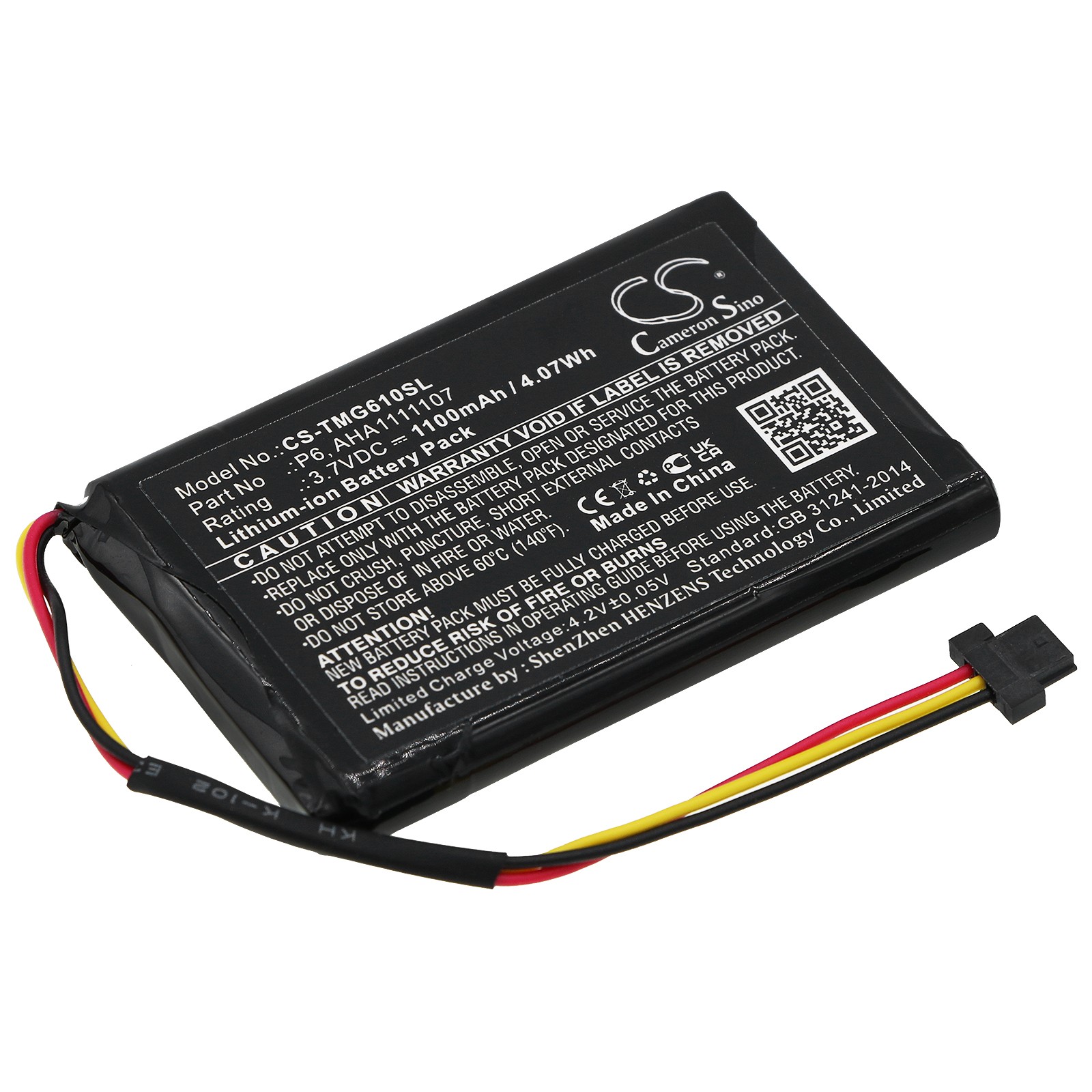 Battery for TomTom AHA1111107 P6 4FA60 Go 610 Essential GPS CS-TMG610SL 1100mAh