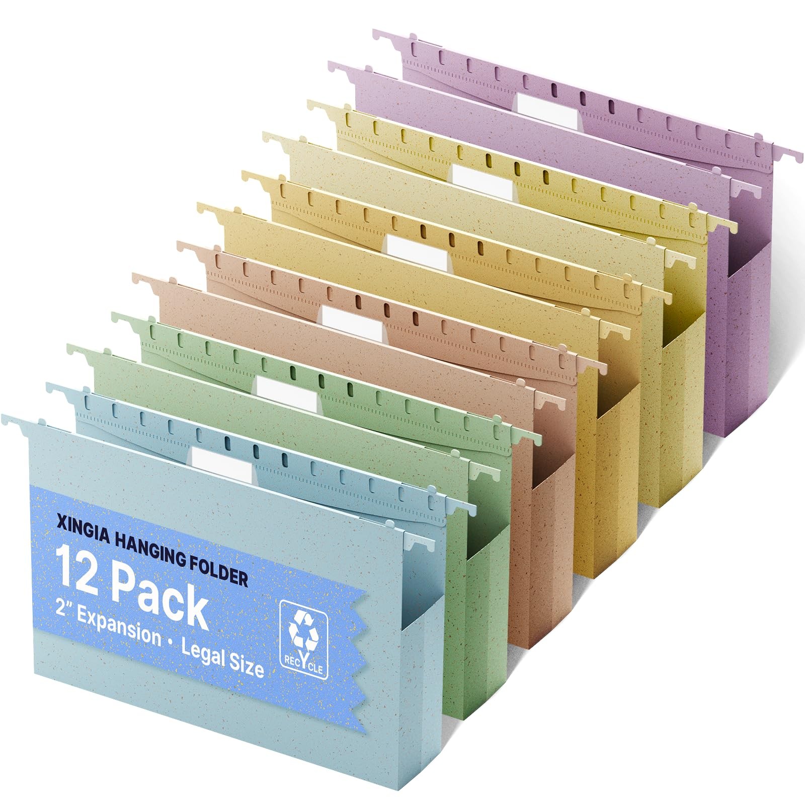Xingia Legal Size Hanging File Folders 12 Pack Heavy Duty 2 Inch Expansion