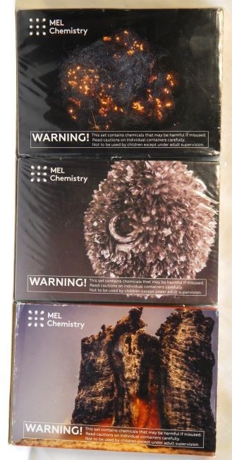 NICE LOT OF NEW MEL CHEMISTRY SCIENCE KITS-2 SEALED 1 OPEN BOX-HOME SCHOOL