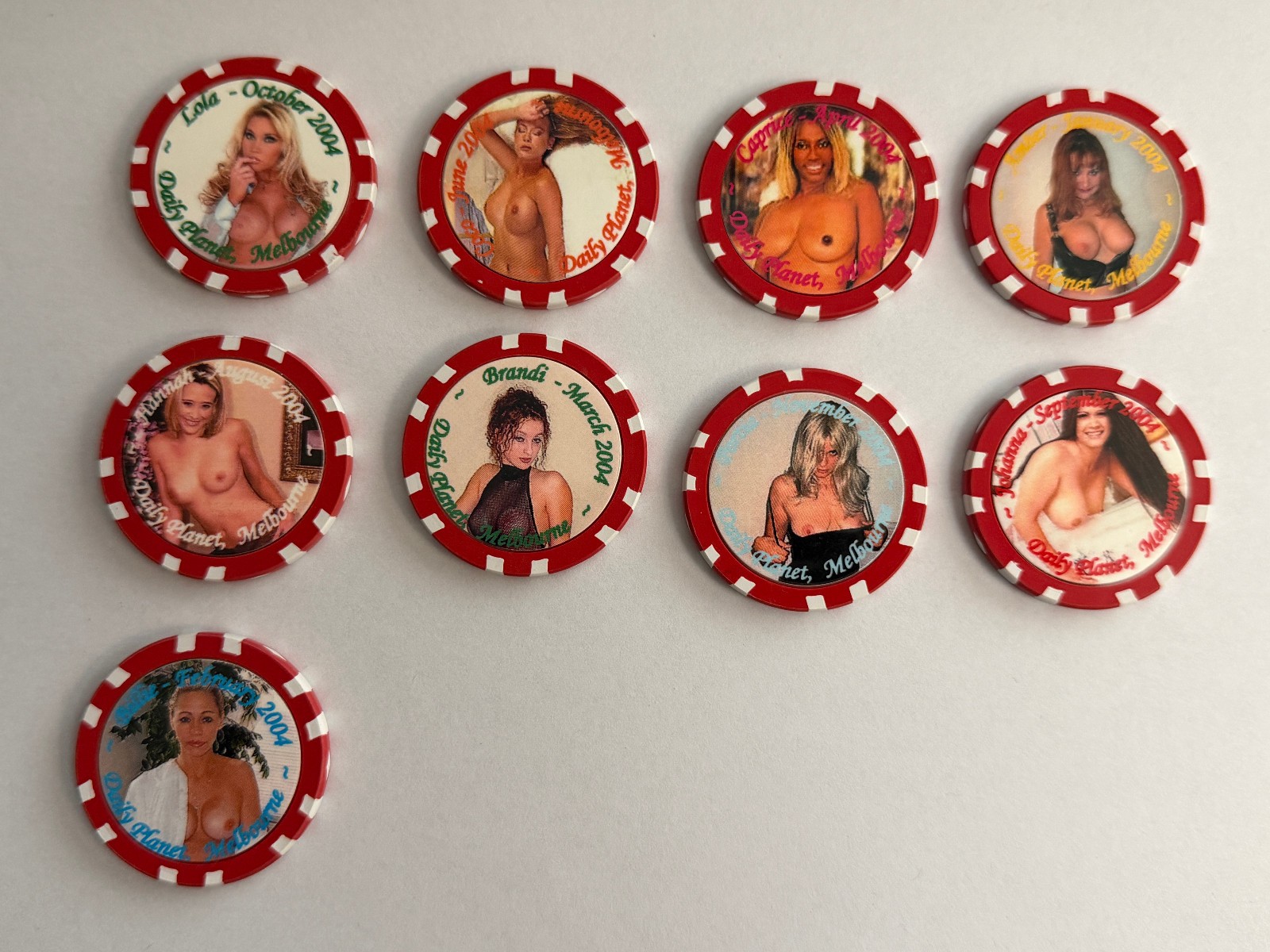 NUDE BROTHEL CASINO CHIPS CALENDAR GIRLS 9 CHIPS