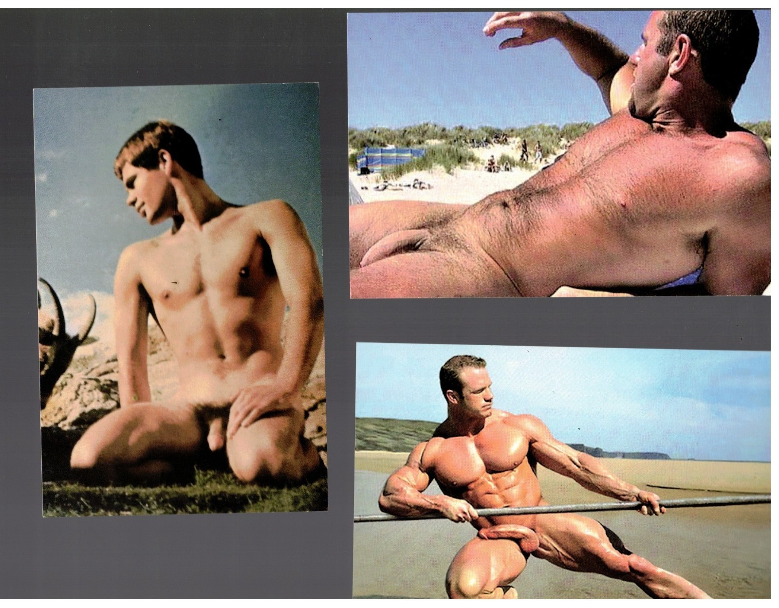 Lot / POSTCARD Prints  / 3 items / Men nudes outdoors / 1 / As is