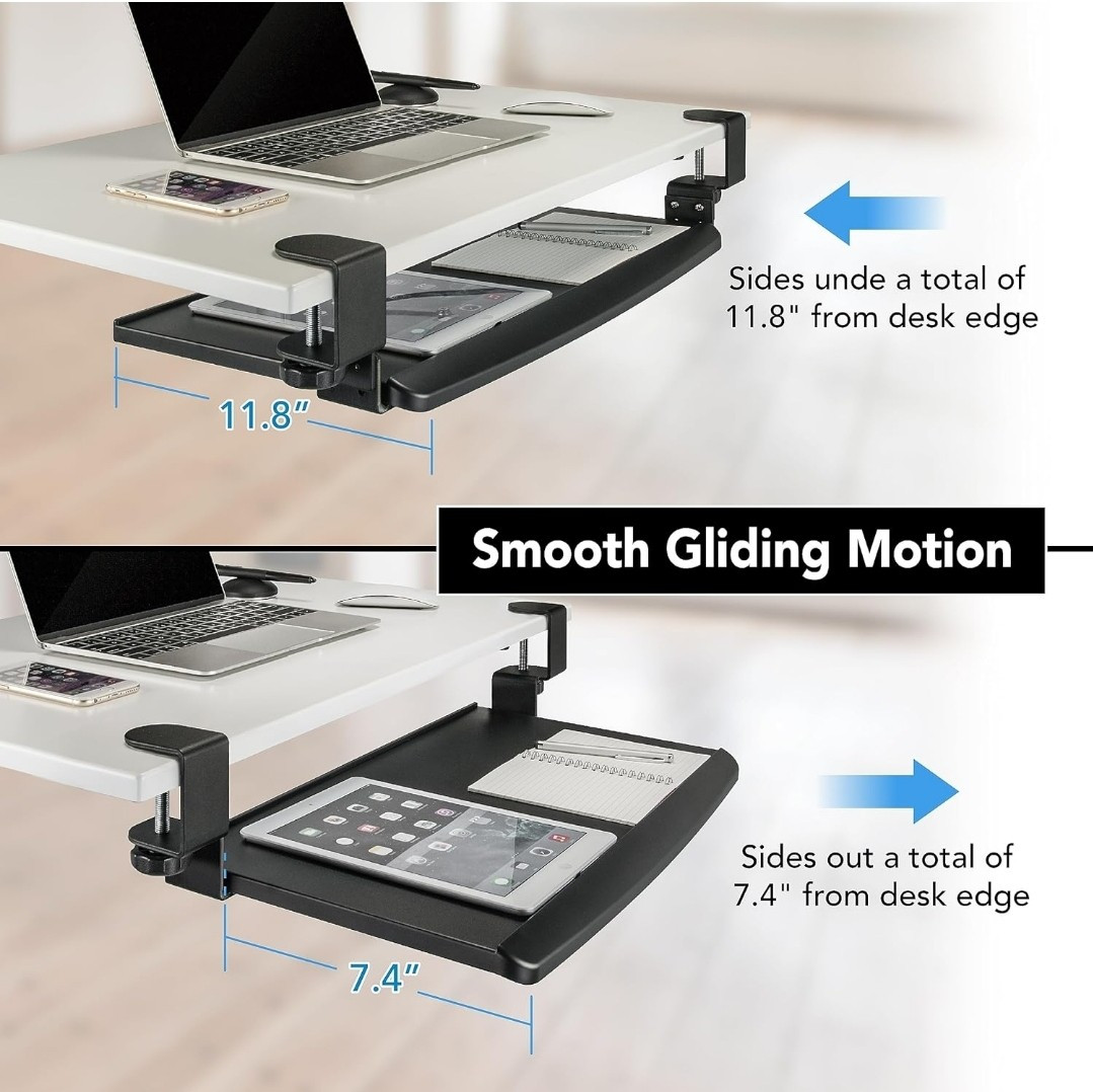 EHO Clamp-On Retractable Adjustable Keyboard Tray, Under DeskErgonomic Keyboard