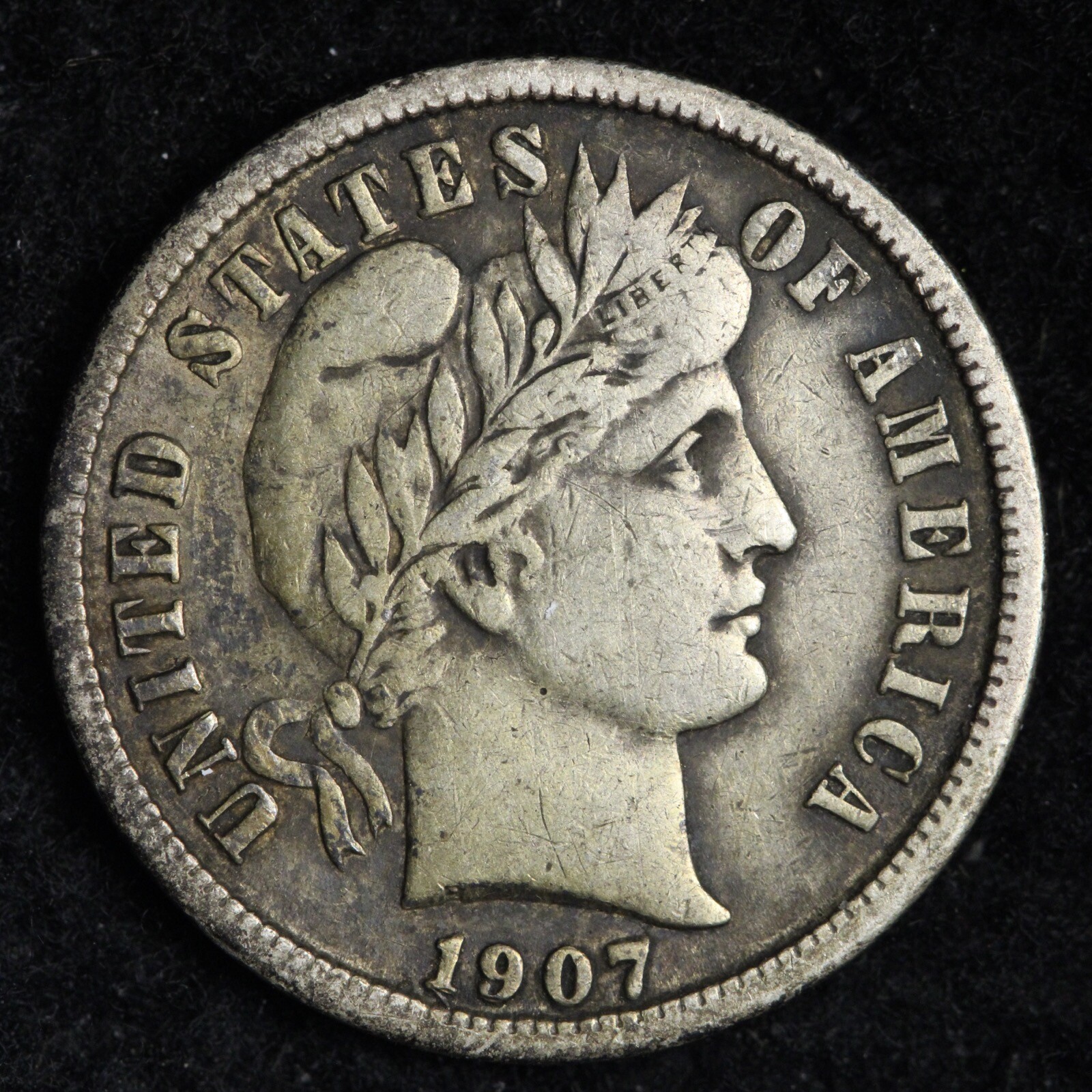 1907 Barber Dime CHOICE XF E751 UCH