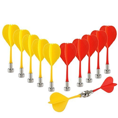 Magnetic Darts 12 Pc, Replacement Dart Game Safety Plastic Darts, Red and Yellow