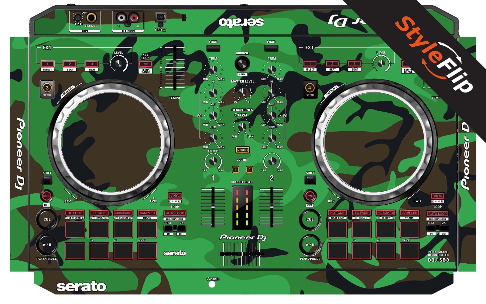 Pioneer DDJ-SB3 Skin | Camo Green | Protective Decal | StyleFlip Skins