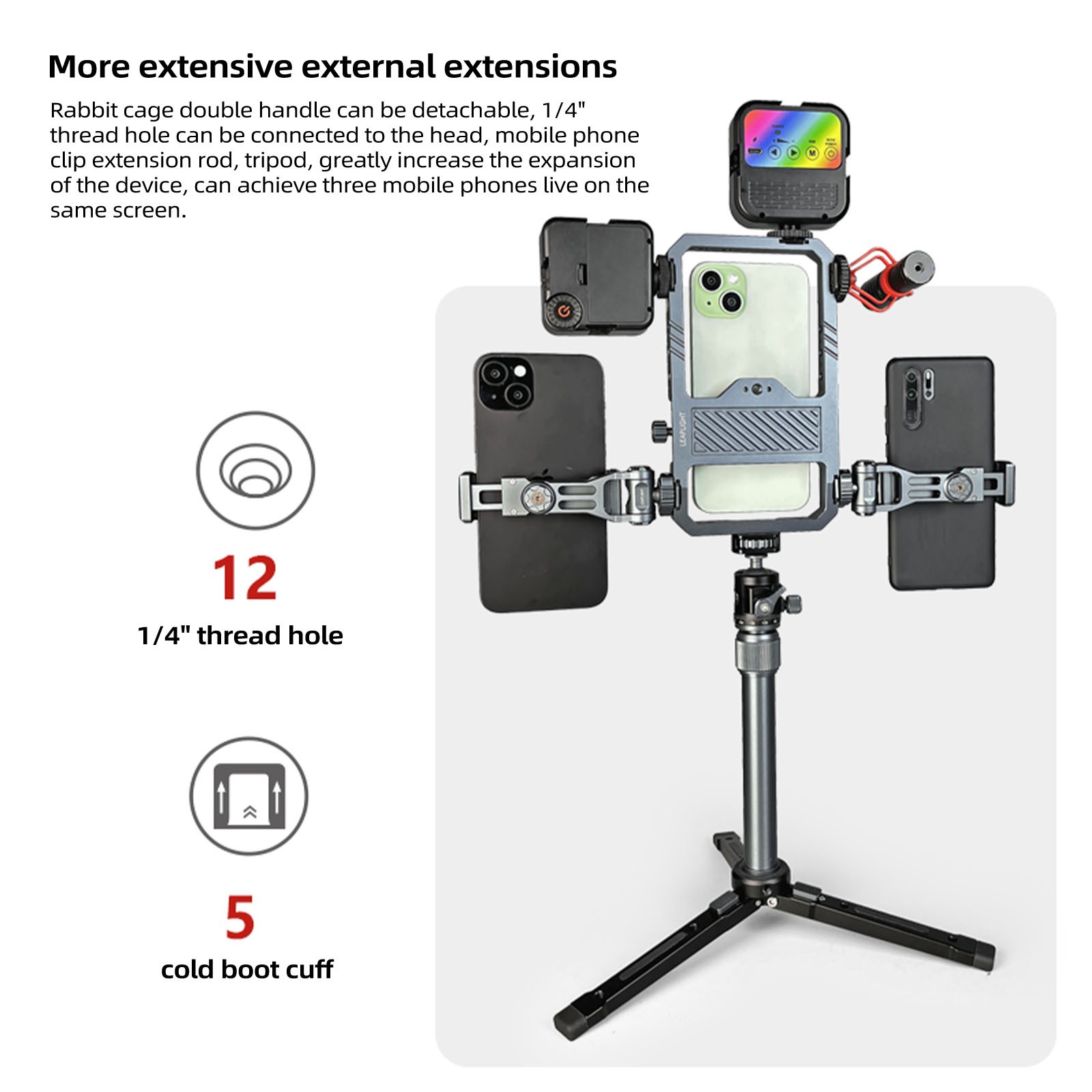 Universal Handheld Phone Cage Video Rig Stabilizer W/Adaps-Iphone 17 Pro Max US