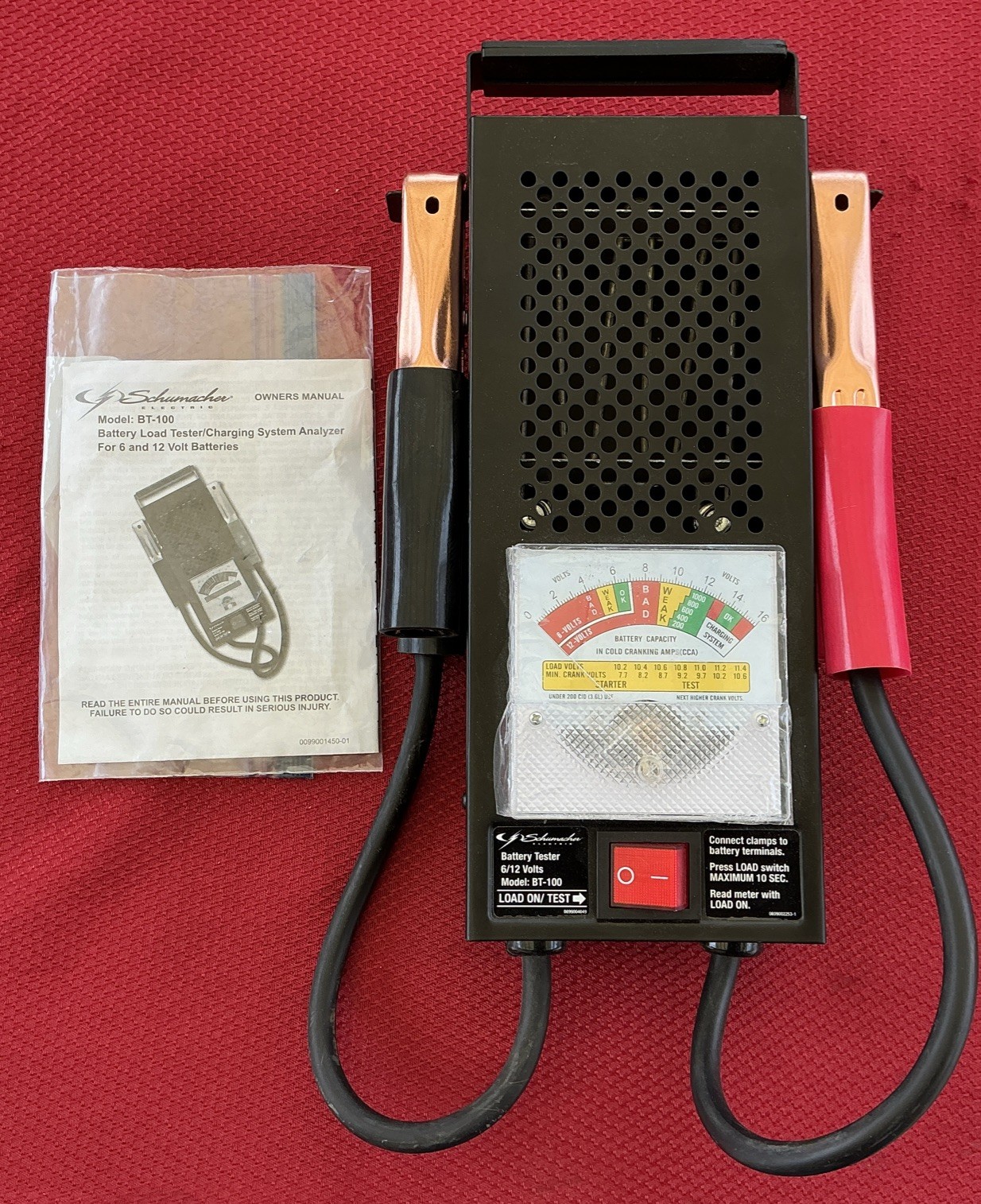 EUC Schumacher BT-100 Battery Load Tester 6 & 12 Volt 100 Amps Analog
