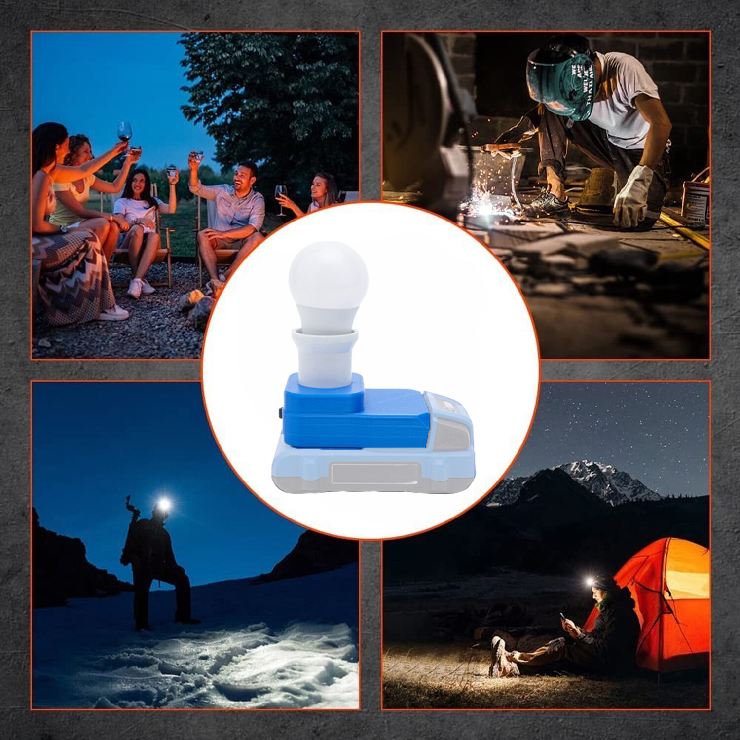 Portable E27 Bulb Lamp For Ko-balt 24V Series Battery Powered Indoor Work Light