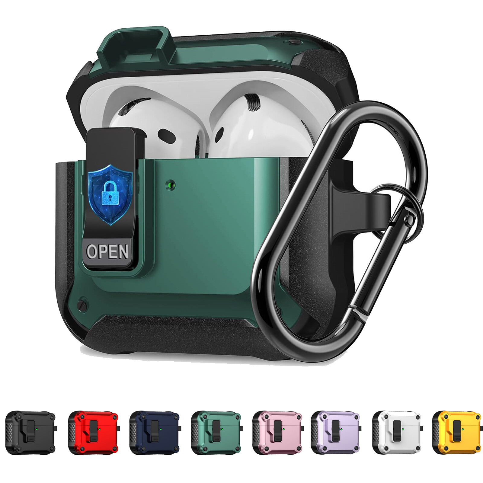 Protective Keychain Case Cover For AirPods 4/Pro 3rd / 2nd /1st Gen Shockproof