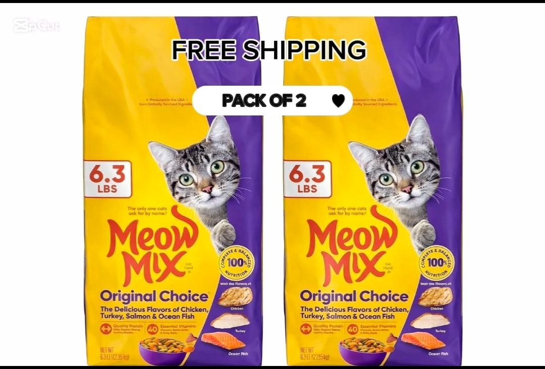 [HOT SALE] (2 pack) Meow Mix Original Choice Dry Cat Food, 6.3 lb. Bag, NEW USA