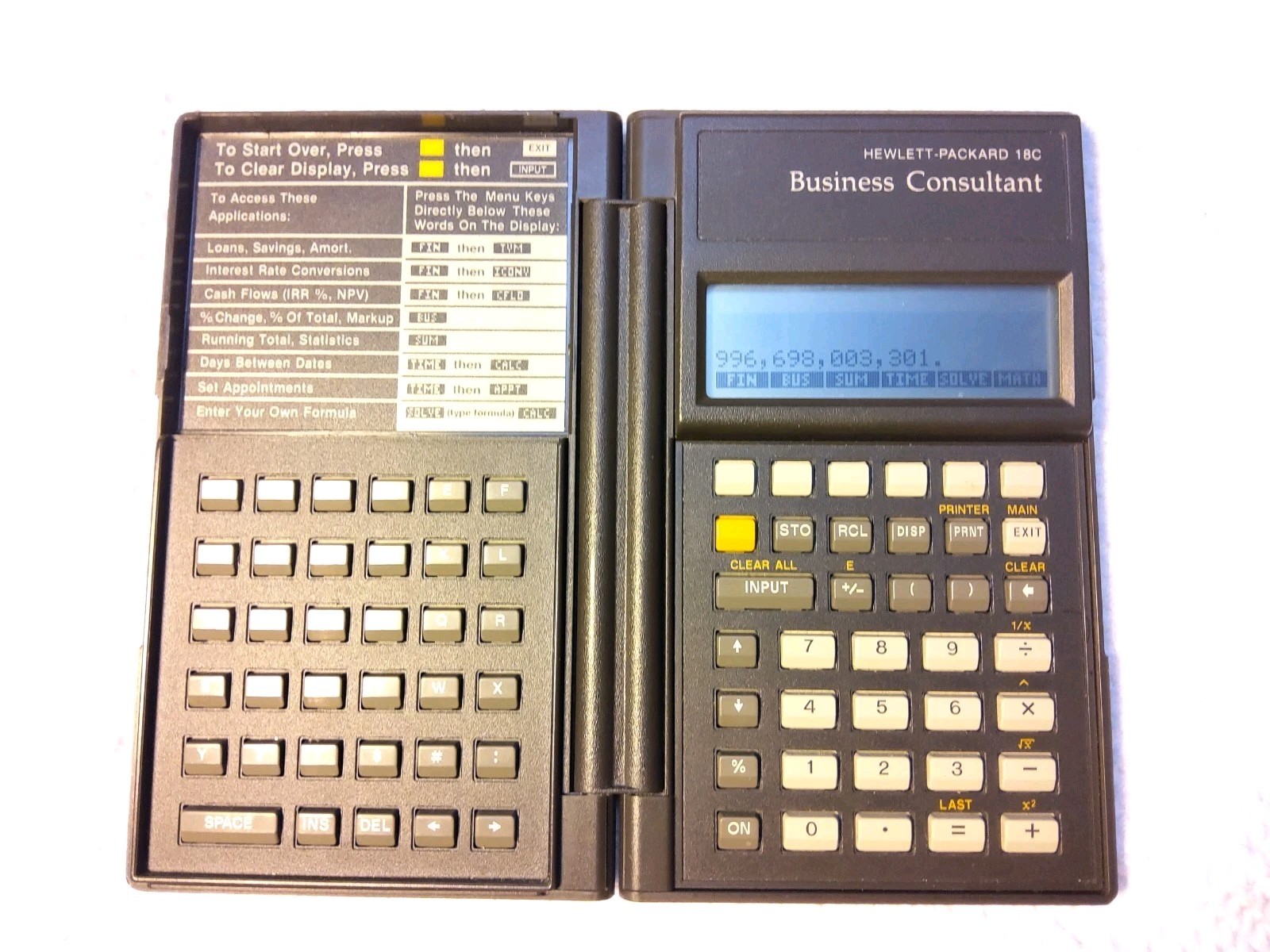HEWLETT-PACKARD HP 18C Business Consultant Calculator Tested/Working W/Batteries