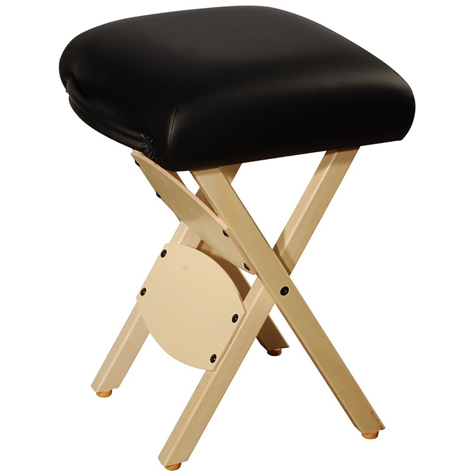 Mt Massage Wooden Handy Folding portable adjustable stool chair Black
