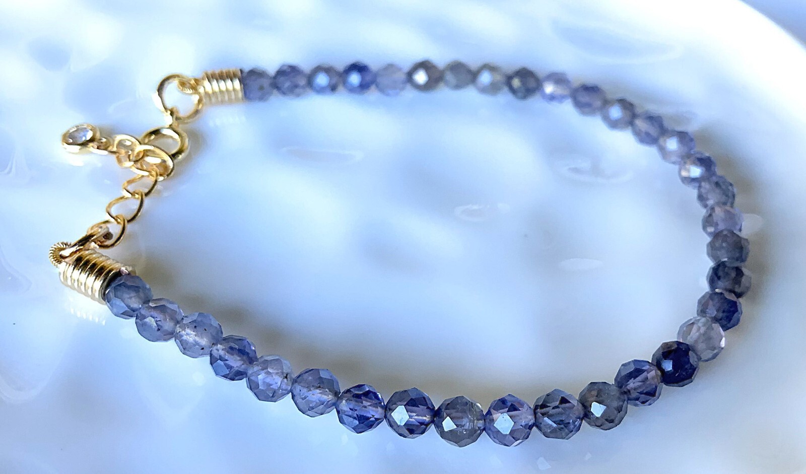 IOLOITE MINIMALIST  3mm gemstones adjustable extension chain gift idea