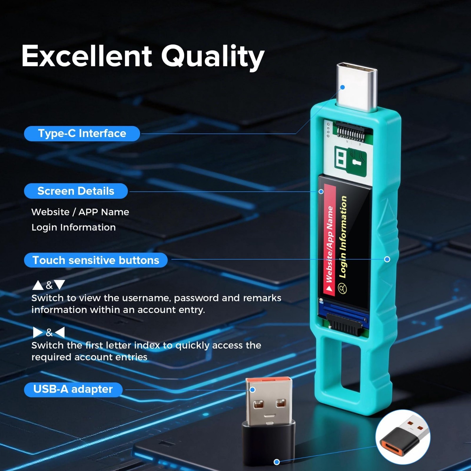 Secure Password Keeper - Auto Fill & Offline Storage Manager, Type-C Compatible