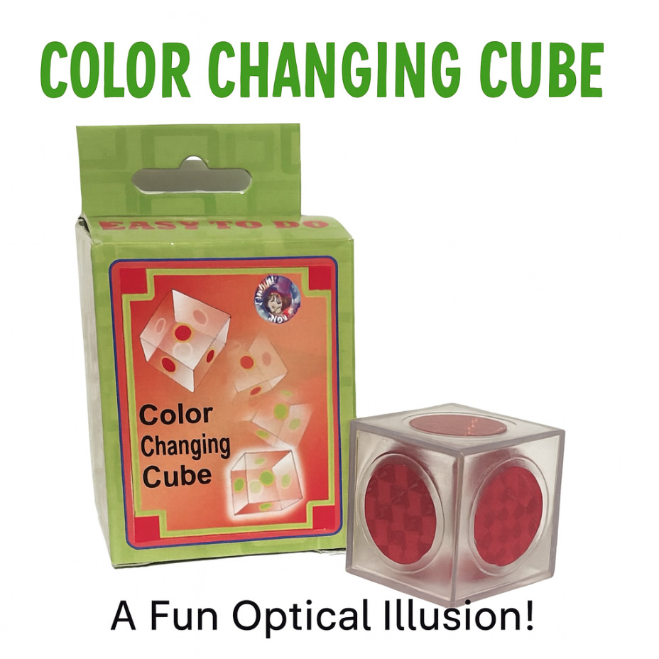 COLOR CHANGING CUBE Magic Trick Mini Pocket Box Close Up Optical Illusion Change