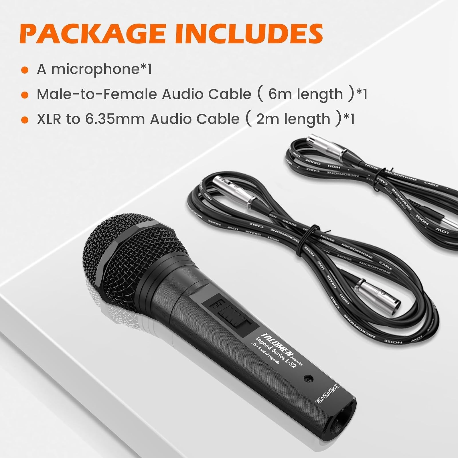 talomen L52-B Wired Microphone with XLR Cables, Cardioid Dynamic Mic