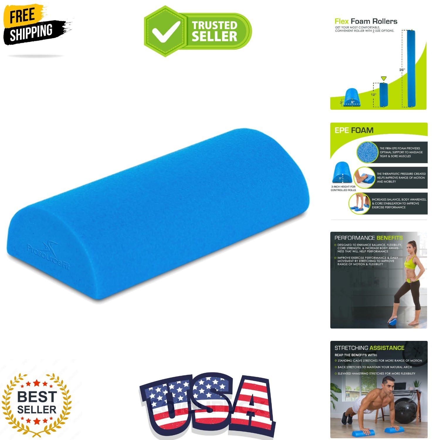 Flex Foam Rollers for Muscle Massage, Physical Therapy, Core & Balance Exerci...