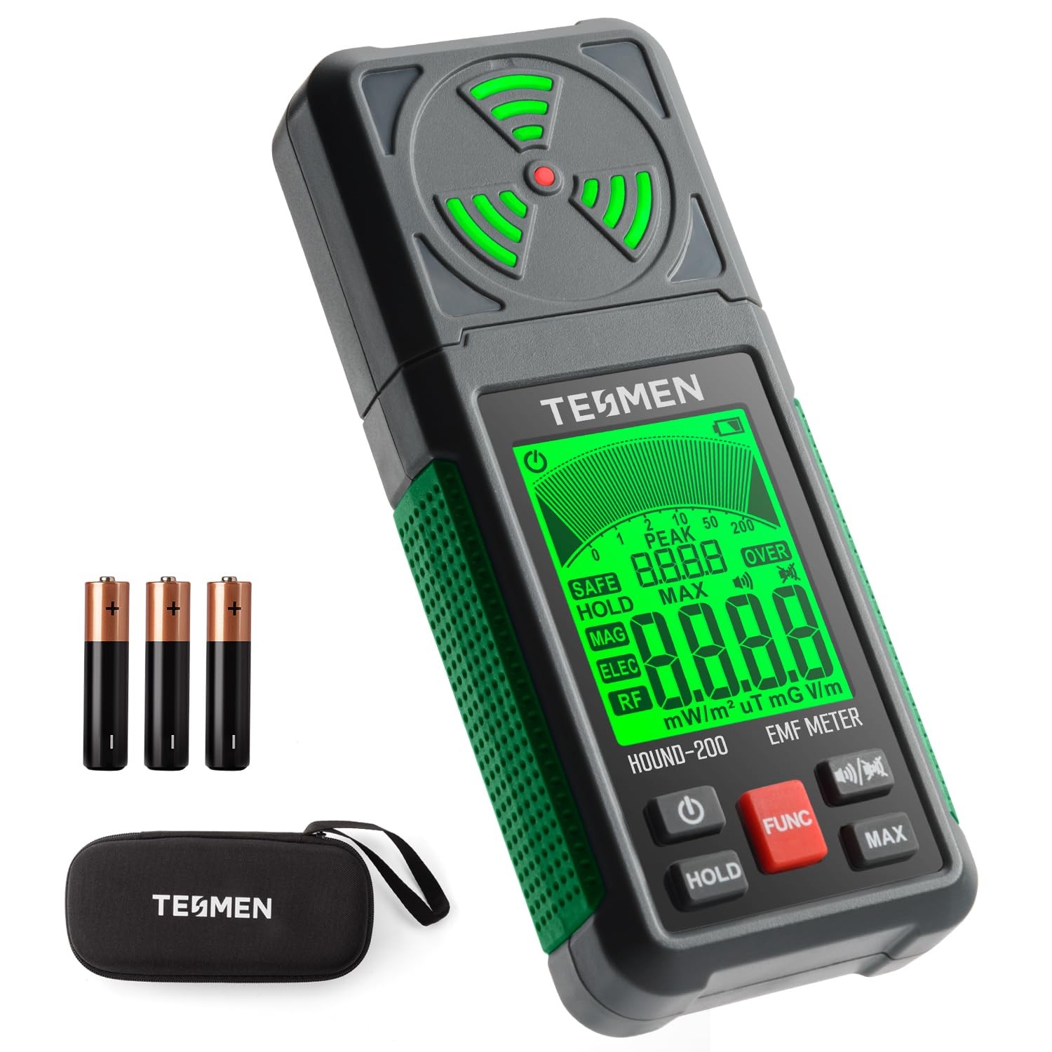 Meter, Hound-200 EMF Detector: 3-in-1 Portable Electromagnetic Field Radiation D