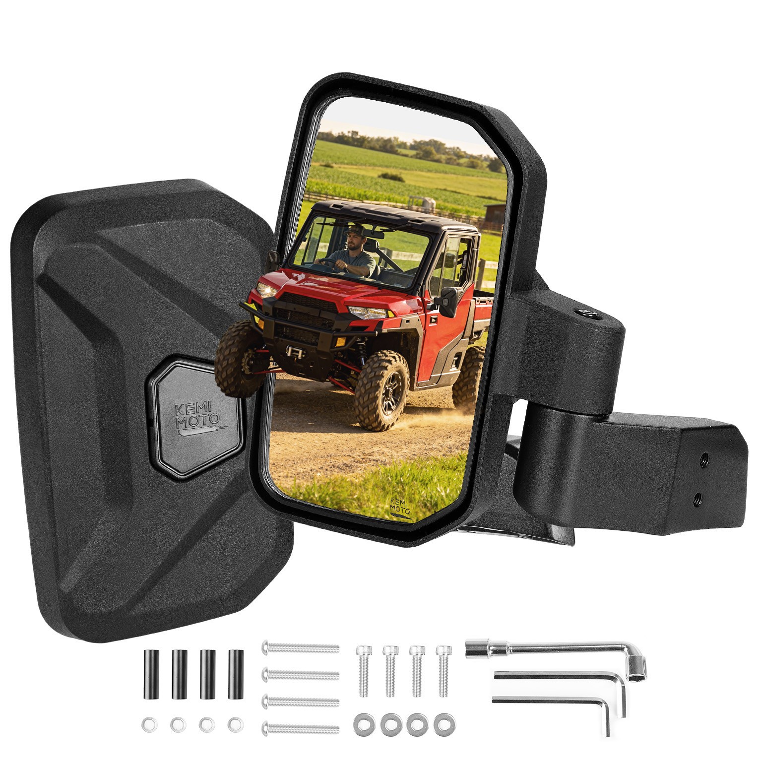 KEMIMOTO Side Mirrors Door-Mounted for Polaris Ranger Crew XP 1000 Pro XD 4000D