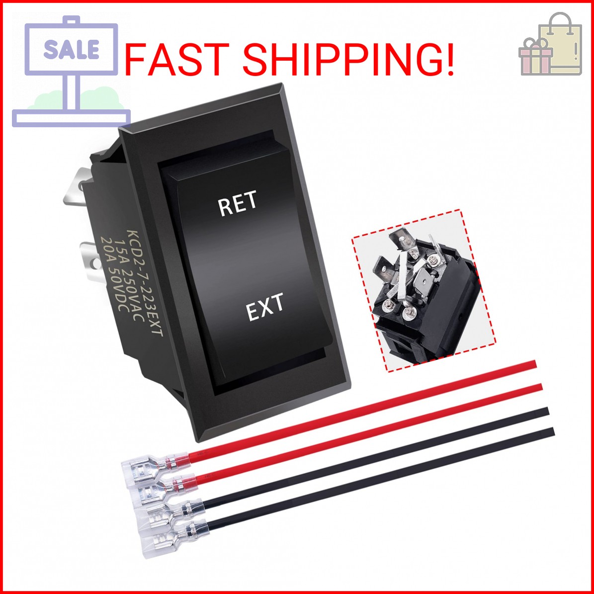 mankk 4 Pin DPDT Momentary RV Jack Switch DC12V Reverse Polarity Rocker Switch 2