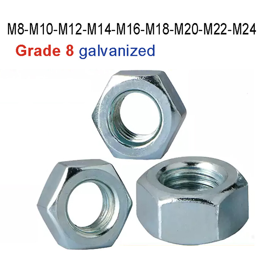 Hexagon Full Nuts Grade 8 Blue Zinc Plated M8 M10 M12 M14 M16 M18 M20 M22 M24