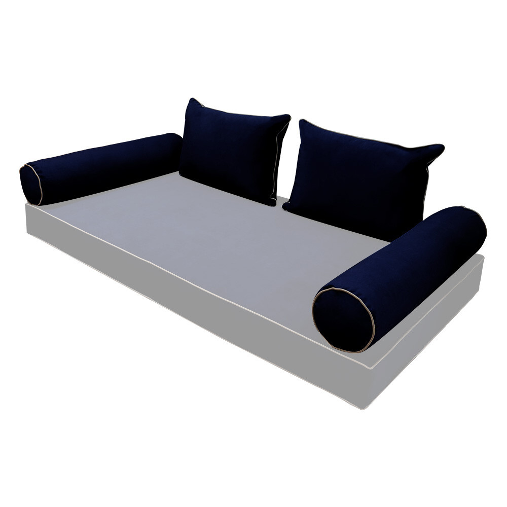 SLIPCOVER ONLY Contrast Twin Style V4 Velvet Indoor Daybed Bolster Cushion AD373
