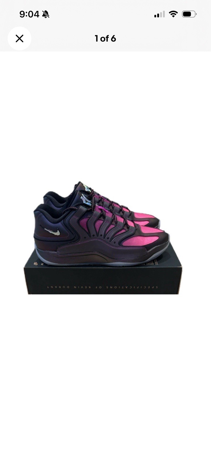 Nike KD 18 Eggplant Vivid Purple Pink Basketball IM5843-500 Men's Size 7.5 New