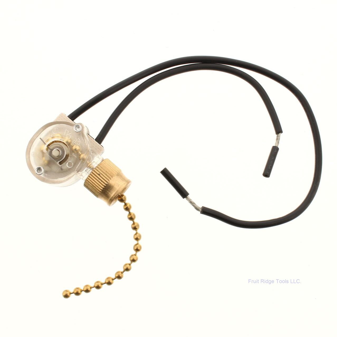 Necon E81372 Black Single Pole Gold Pull String Switch Control 1/6A 125V 3A 250V