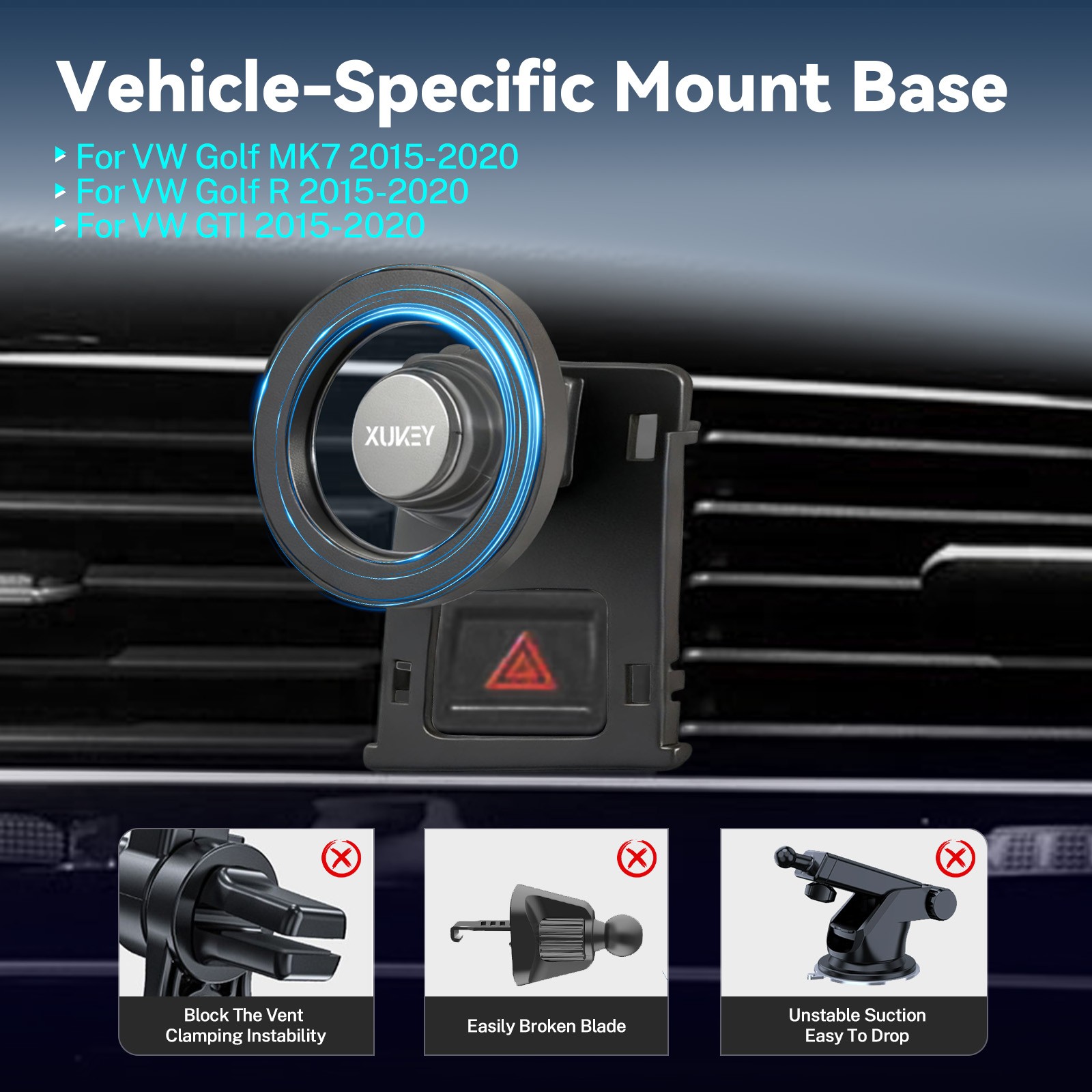Adjustable Magnetic Holder For VW Golf MK7 R GTI 2015-2020 Car Phone Bracket US