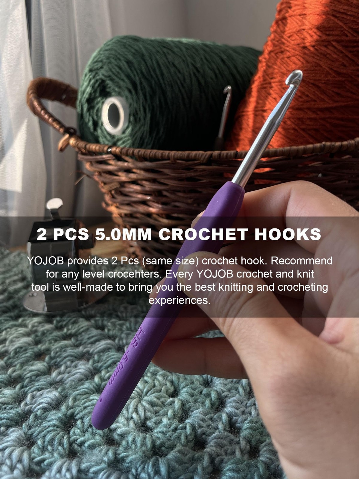 2Pcssize H / 5.0Mm Crochet Hooks, Ergonomic Crochet Hook for Arthritis and Begin