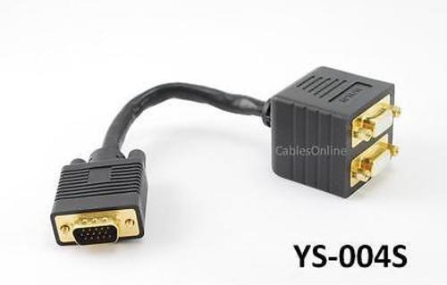 8inch Gold-Plated VGA Monitor HD15 Male/2-Female Splitter Adapter Cable YS-004S