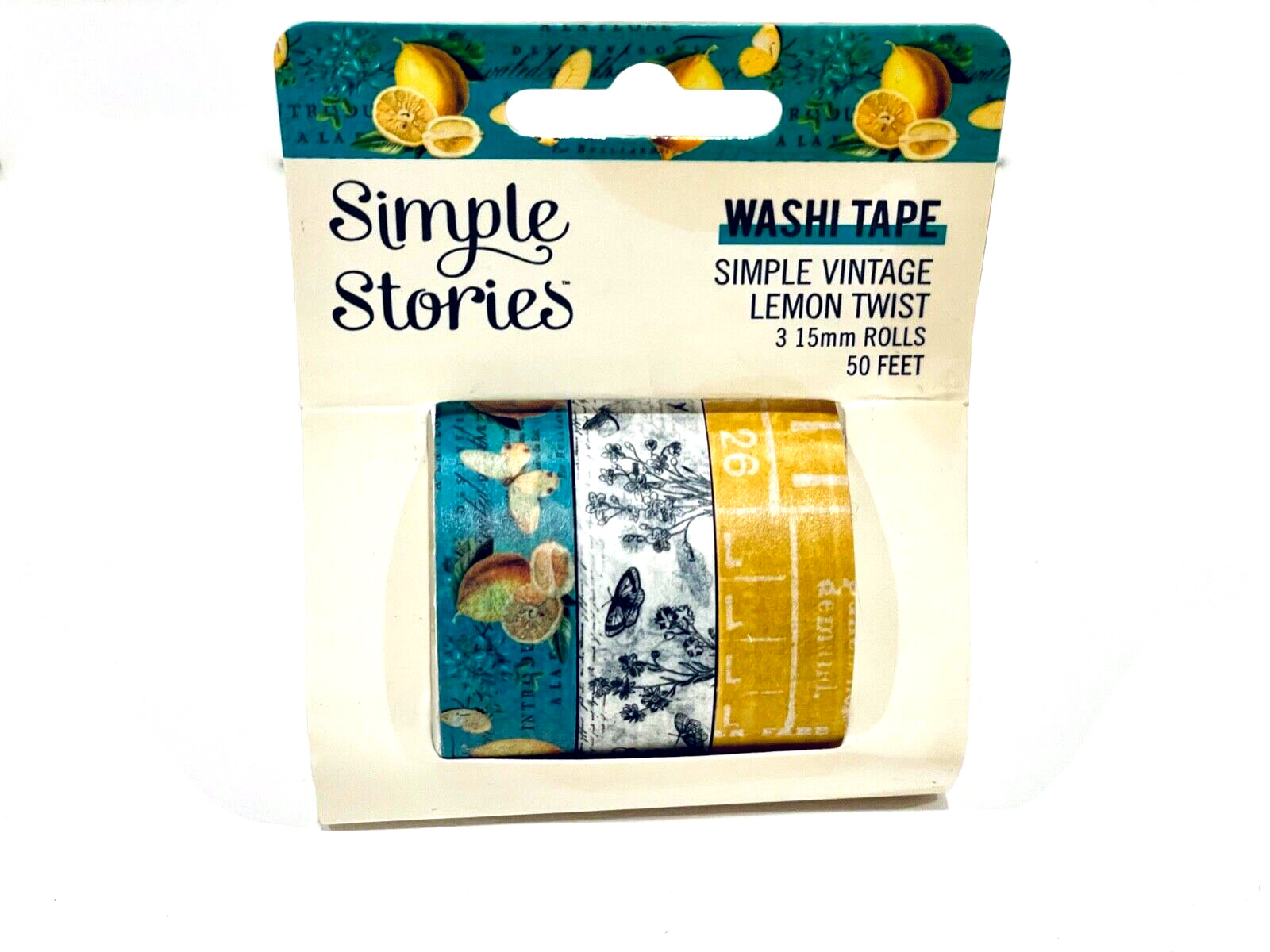 SIMPLE STORIES SIMPLE VINTAGE LEMON TWIST WASHI TAPE 3 ROLLS