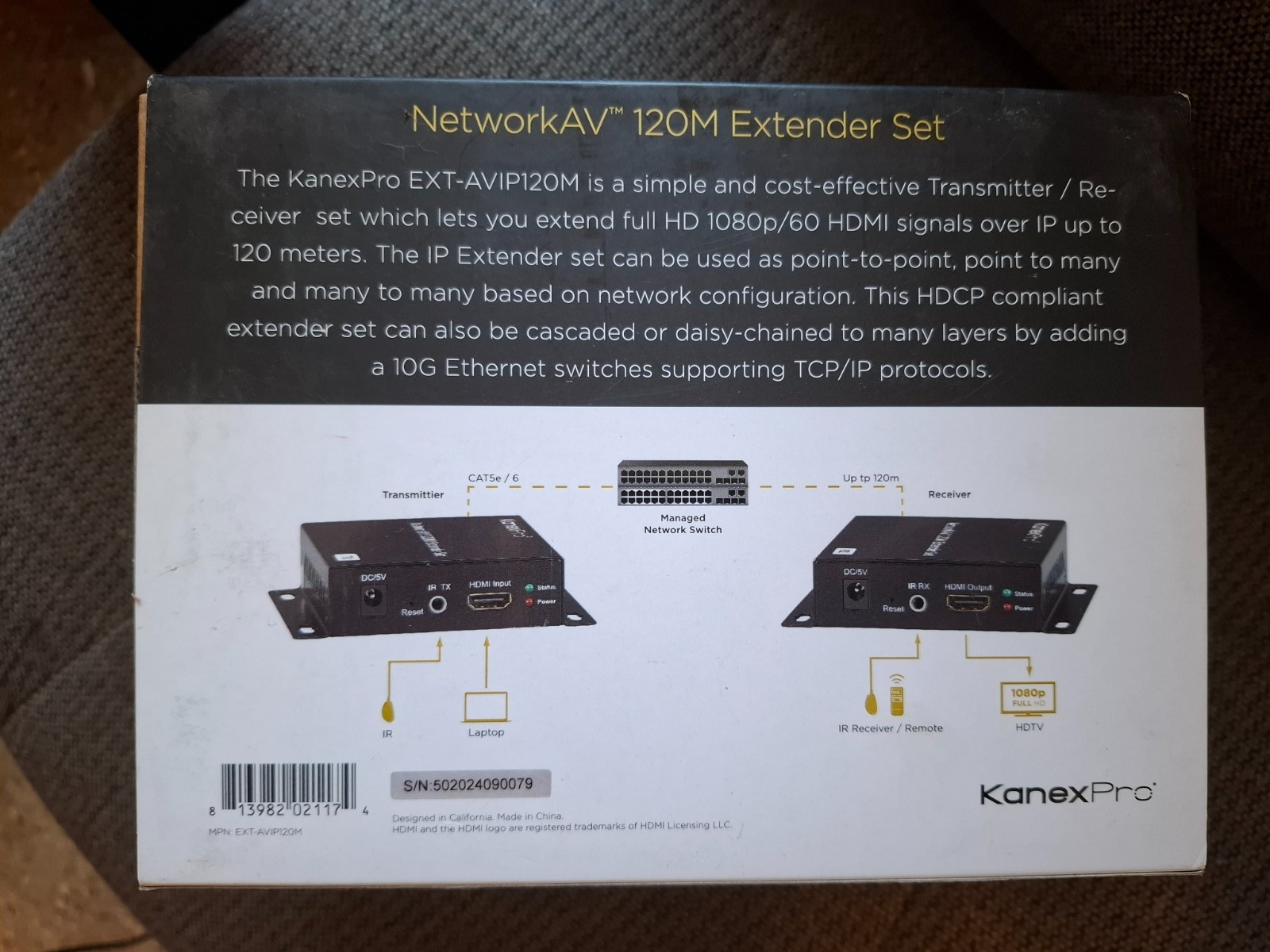 KanexPro NetworkAV™ HDMI over IP Encoder/Decoder Kit — 120M 1080p