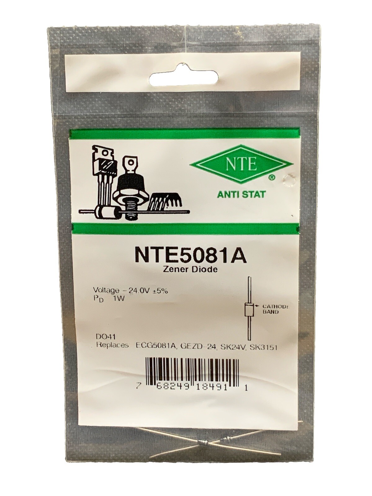 2 Pack - NTE5081A 24v Zener Diode DO41 Replaces ECG5081A GEZD-24 SK24V SK3151