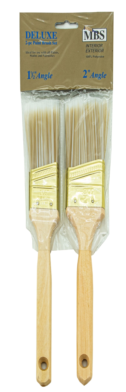 2pc Angled Paint Brush 1.5" & 2" 100% Polyester For all Paints Interior/Exterior