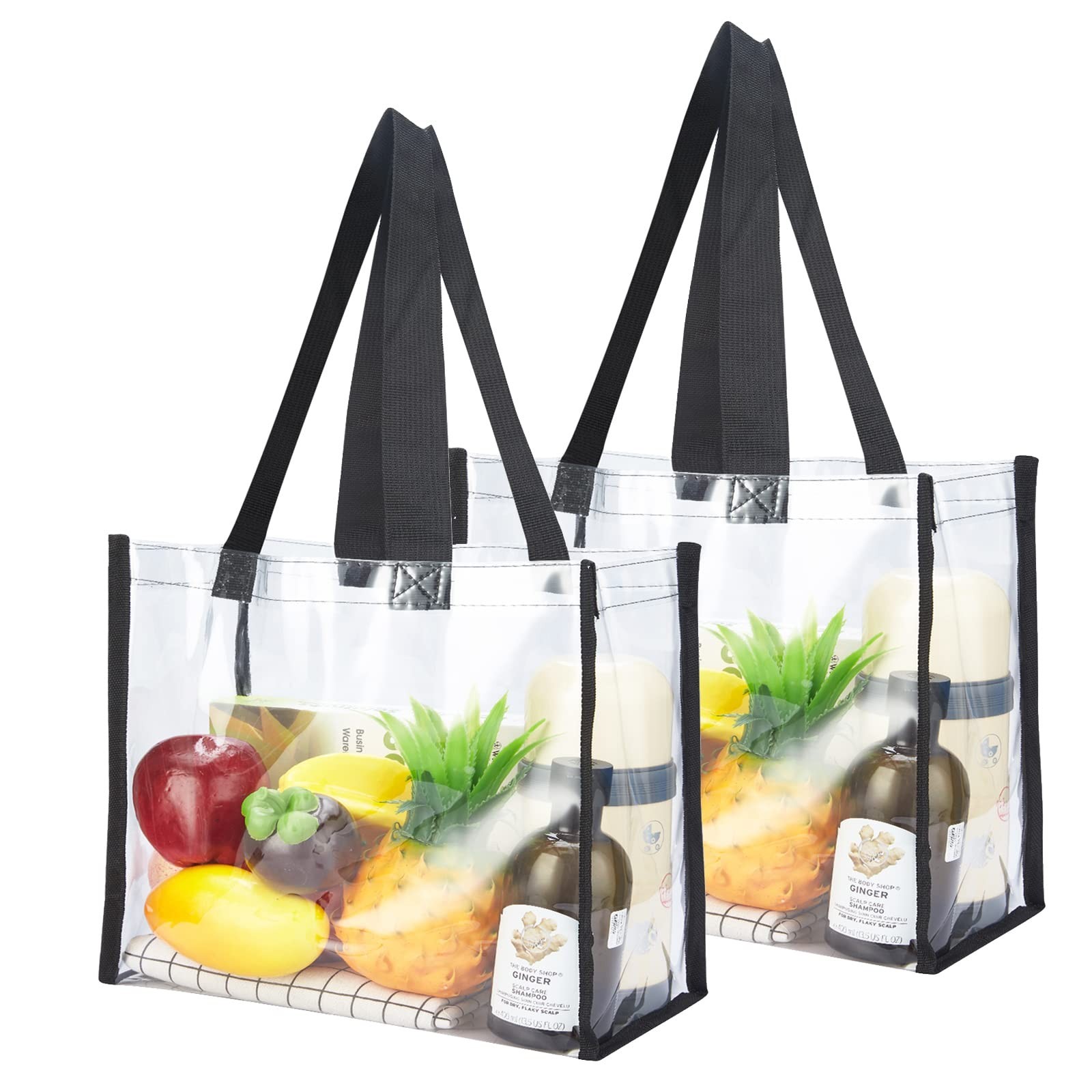 HAOGUAGUA 2-Pack Clear Tote Bag Stadium Approved 12x12x6, Transparent See Thr...