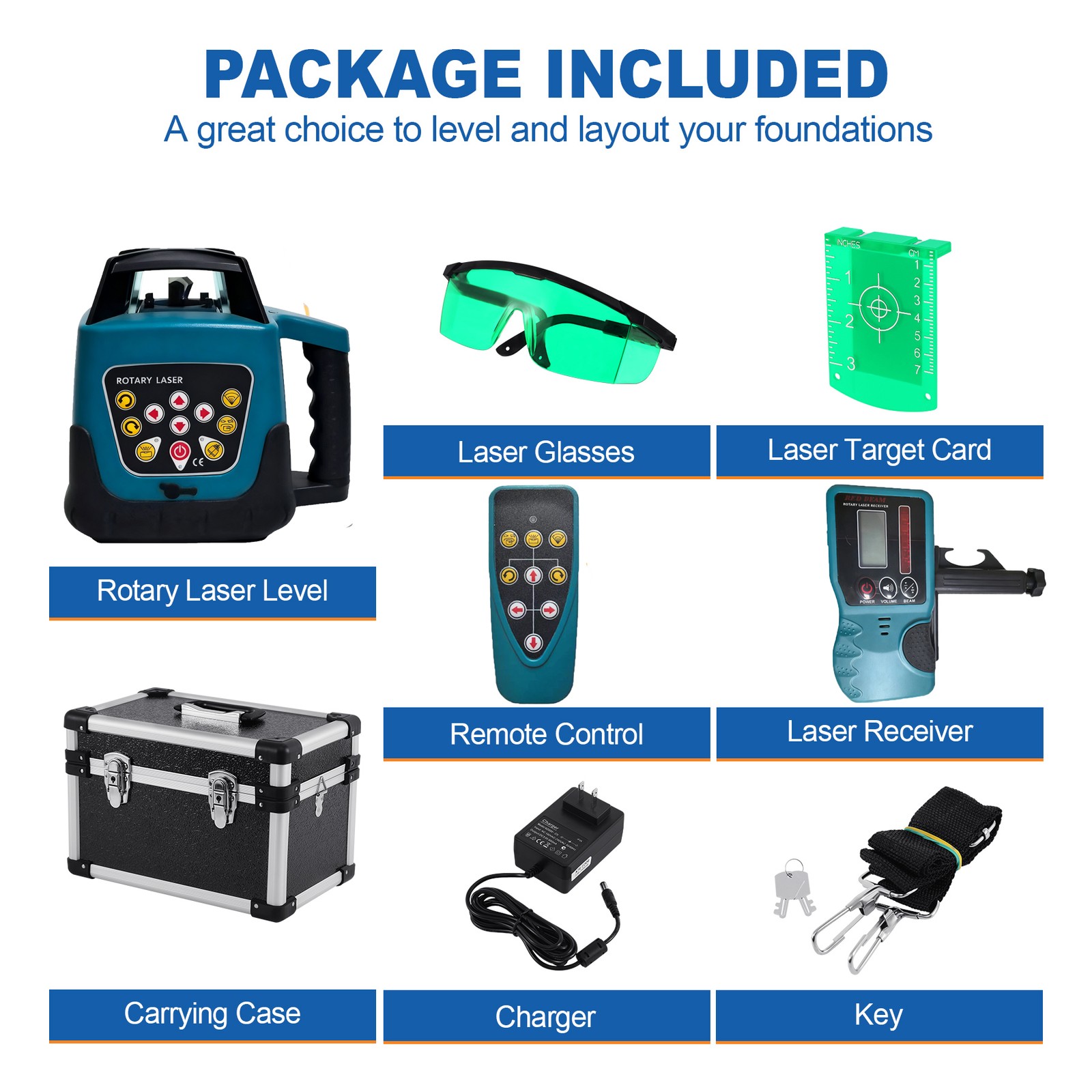 360° Rotary/Rotating Laser Level Green Range Remote Automatic Self-Leveling 500M