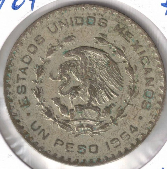 1964 Mexico Circulated Silver One Peso Coin #2