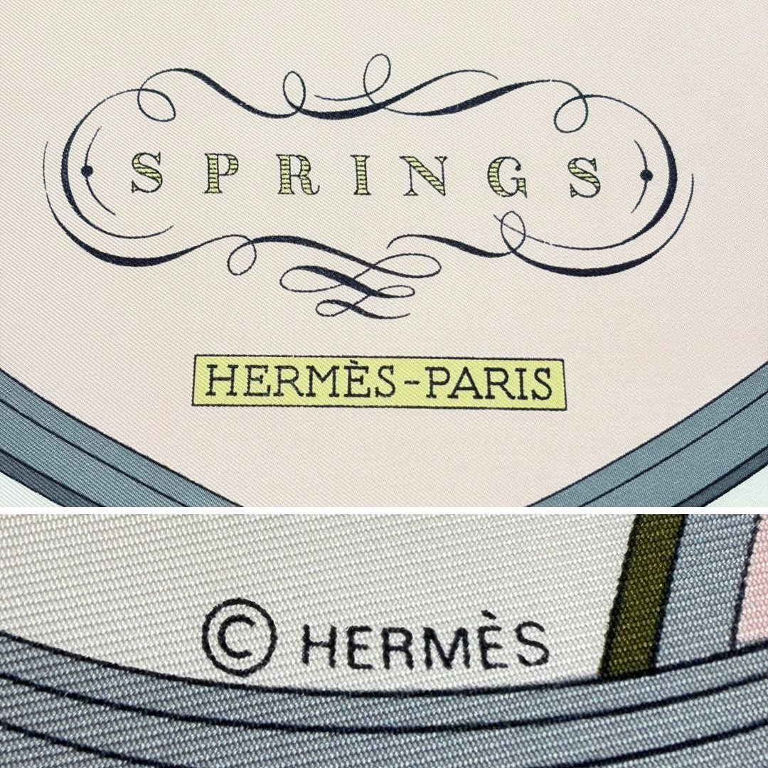 Authentic HERMES Scarf Silk 100% Carre 90 SPRINGS Multicolor Pink Used