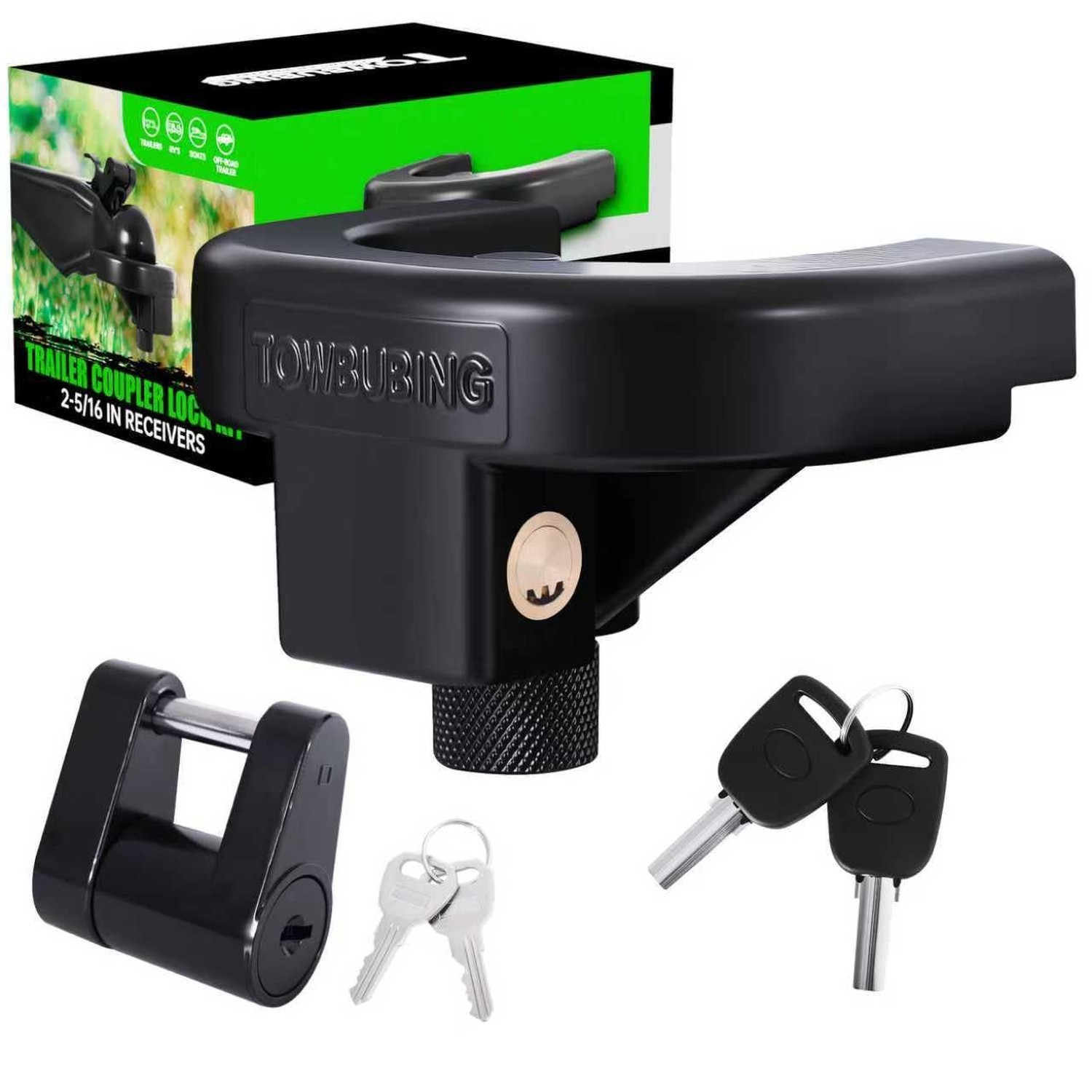 Trailer Hitch Lock Kit for 2-5/16" Tongue, Heavy Duty Trailer Coupler Locks |...