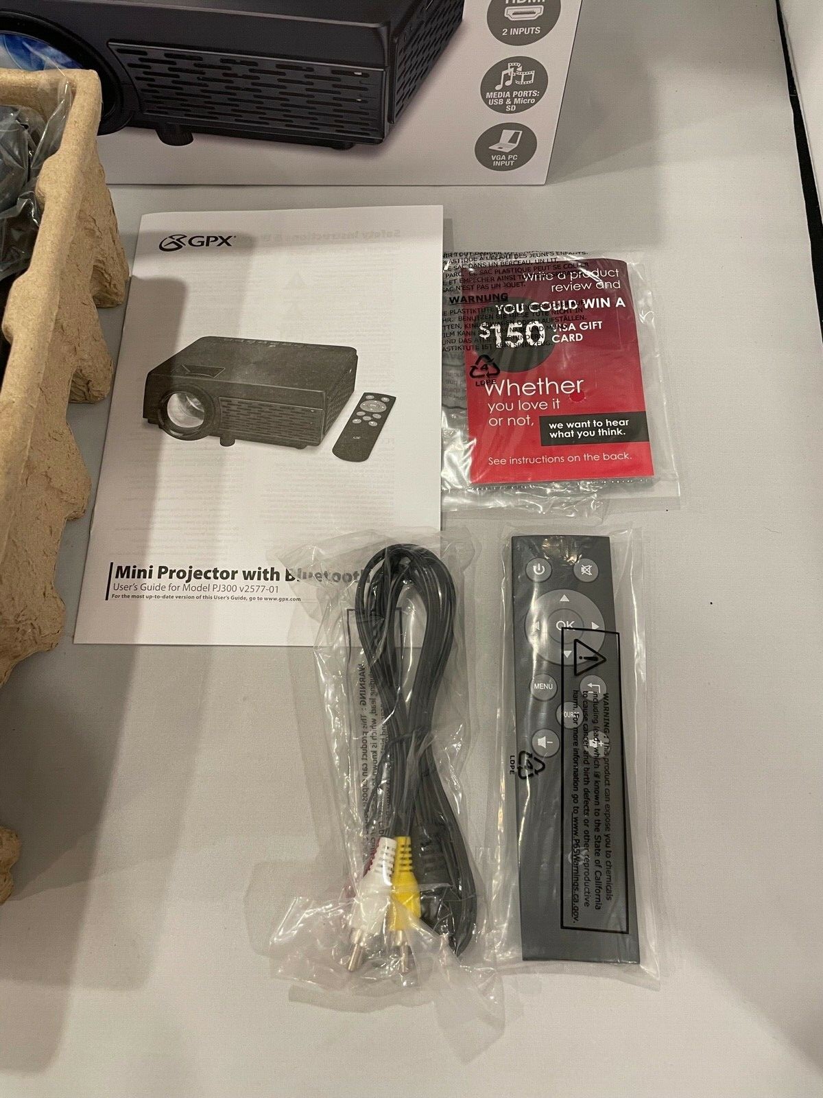 GPX Mini Projector PJ300B With Bluetooth