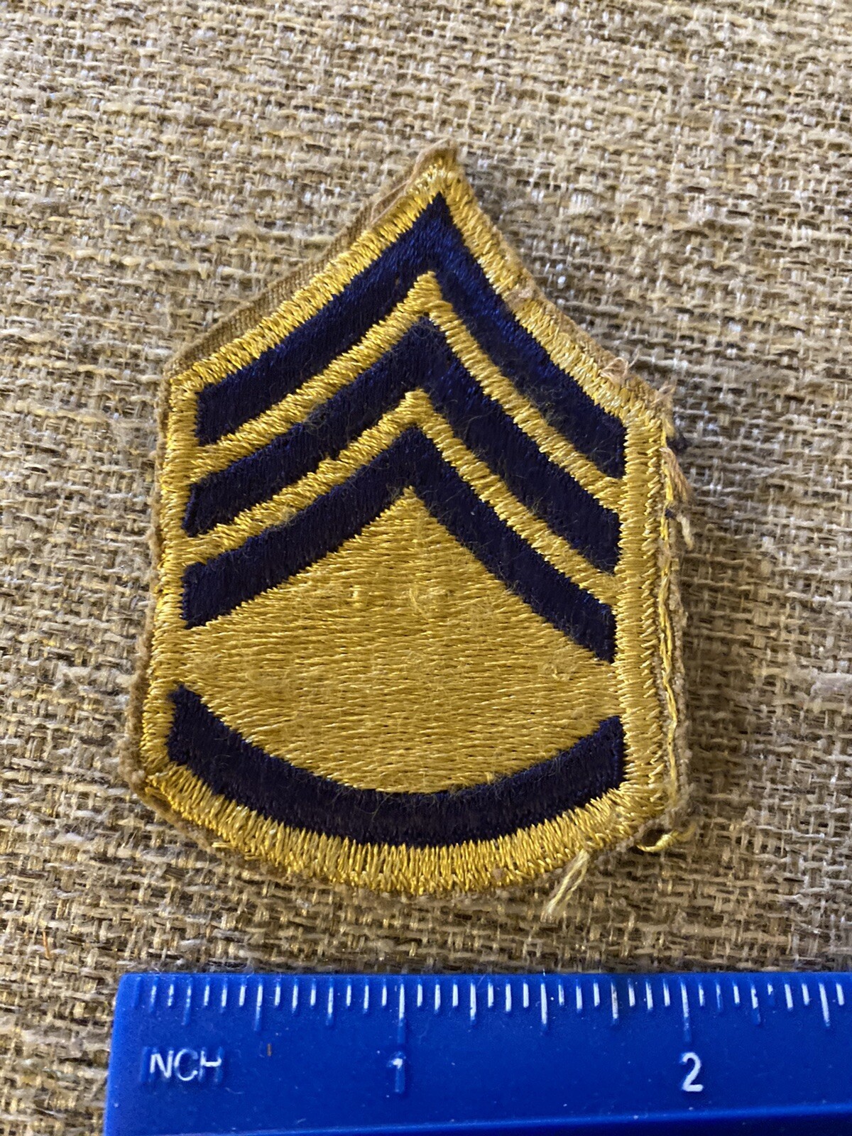 Korea War Era Staff Sergeant Enlisted Rank Patch Blue Yellow INV7287
