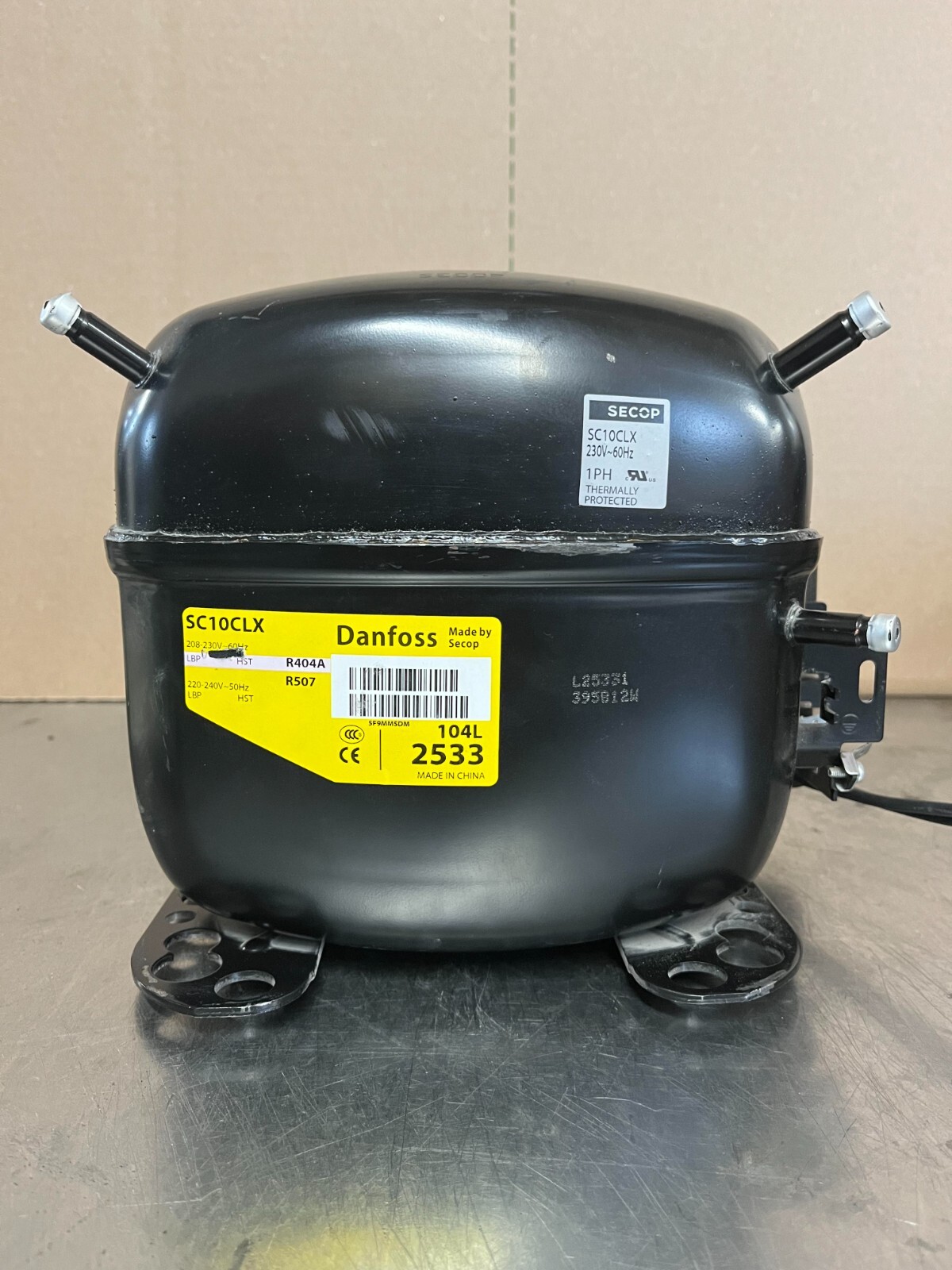 DANFOSS SC10CLX 208-230V 60HZ R-FOUR ZERO FOUR A LBP REFRIG COMP *LESS PARTS