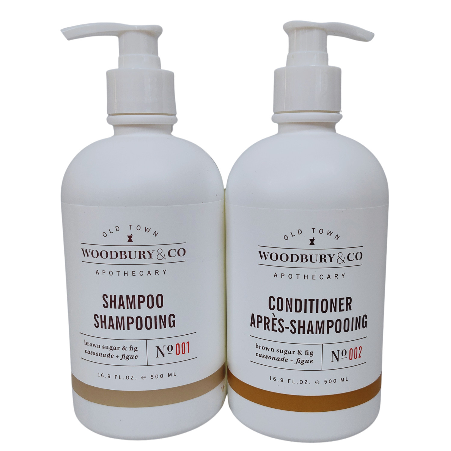 Woodbury & Co. SHAMPOO & CONDITIONER Large Set 16.9 oz Each Brown Sugar & Fig
