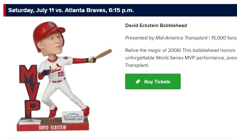 PRE-SALE St Louis Cardinals David Eckstein MVP Bobblehead 7/11/26 SGA NEW