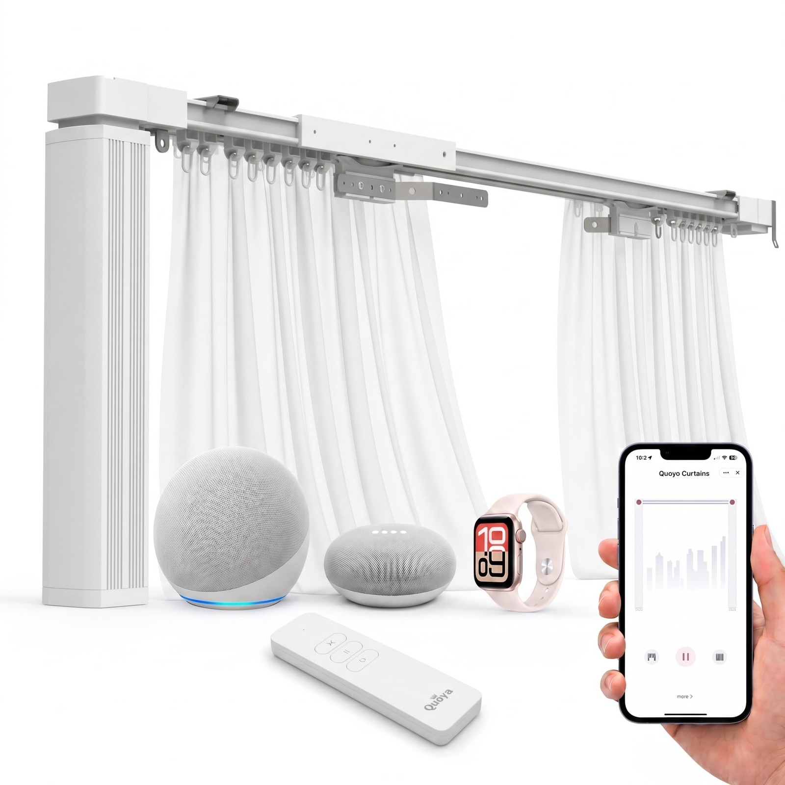 Smart Curtains System, Curtain Track with Automated Rail Motor 【Motorized and...