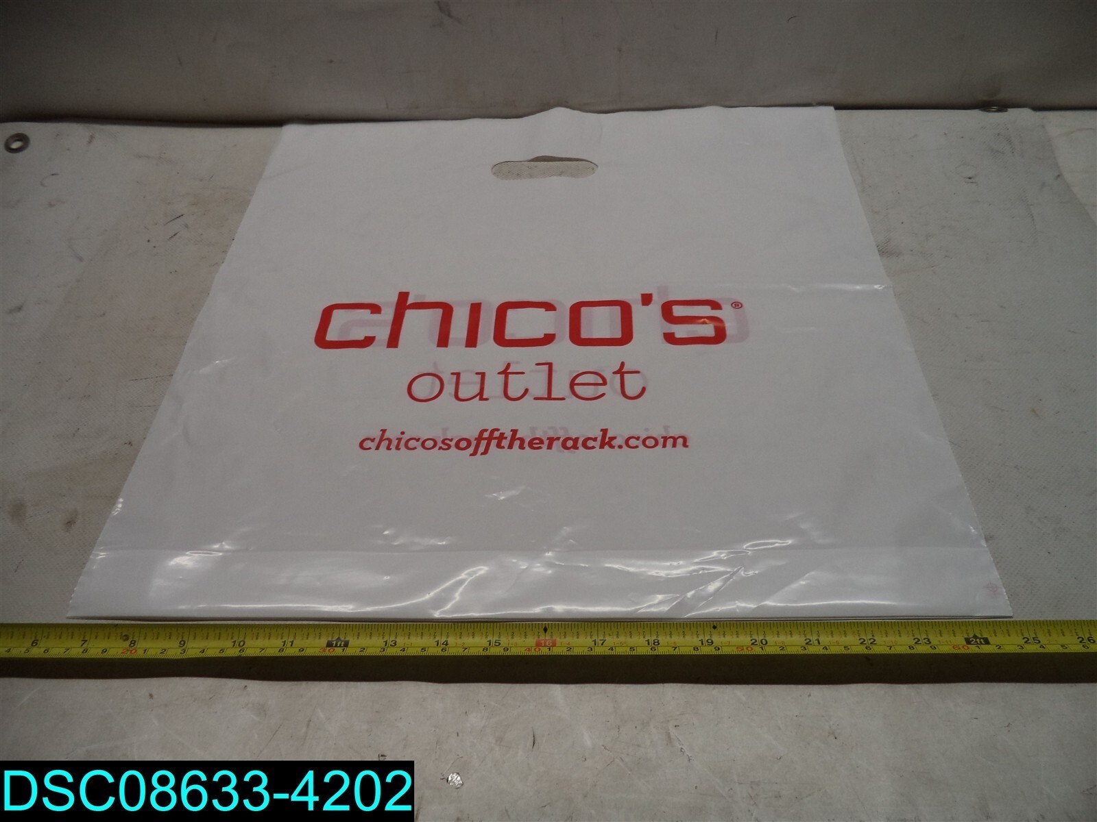 QTY=500: 19" X 19" CHICO'S WHITE OUTLET PLASTIC BAGS