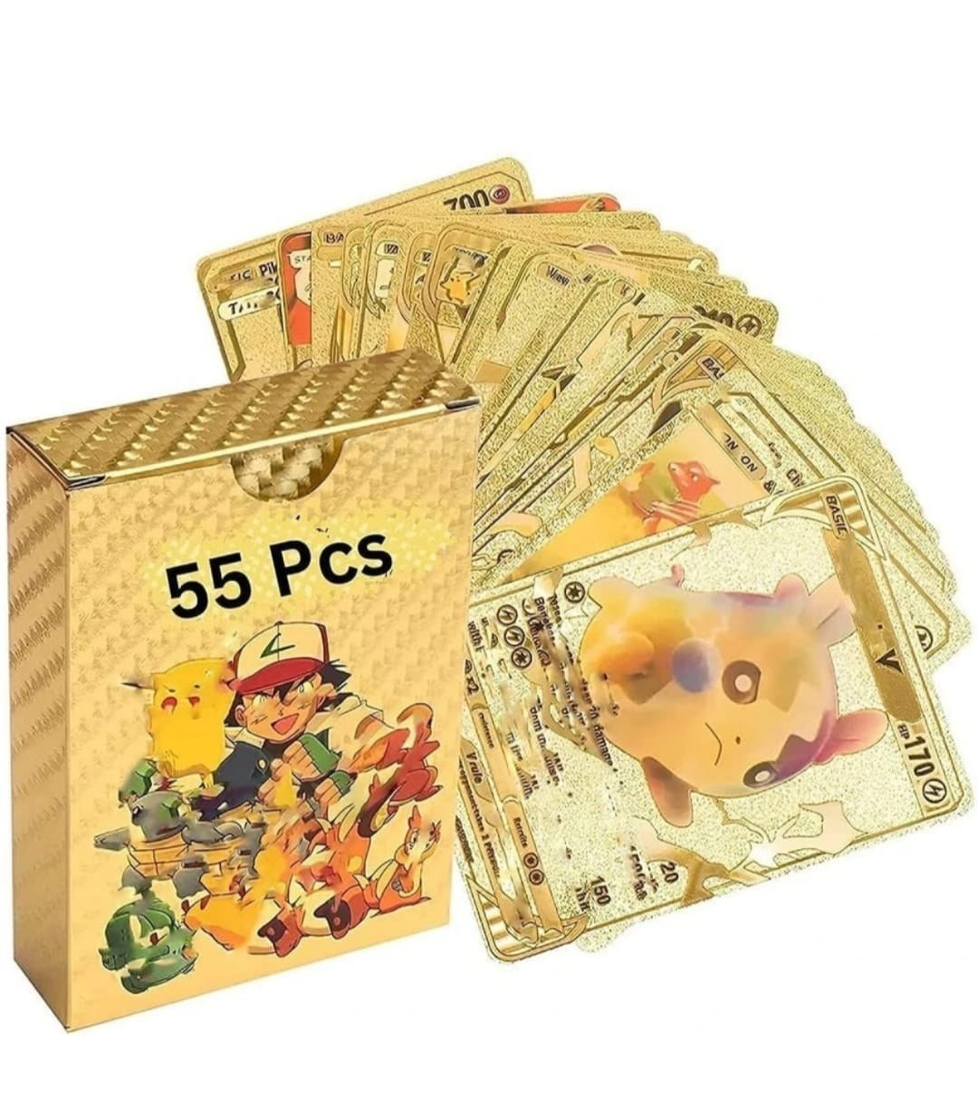 Pokemon Card Foil GOLD PACK CARDS 55 Per Box Common Cards Style 5