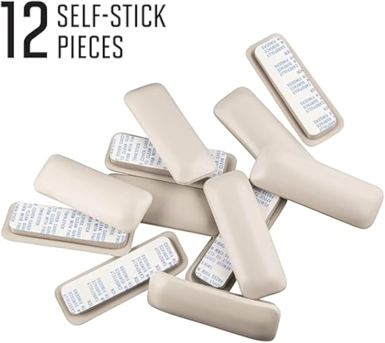 Durable 7/8" x 2 7/8" Rectangular Self-Adhesive Outdoor Sliders - Beige 12 Pack
