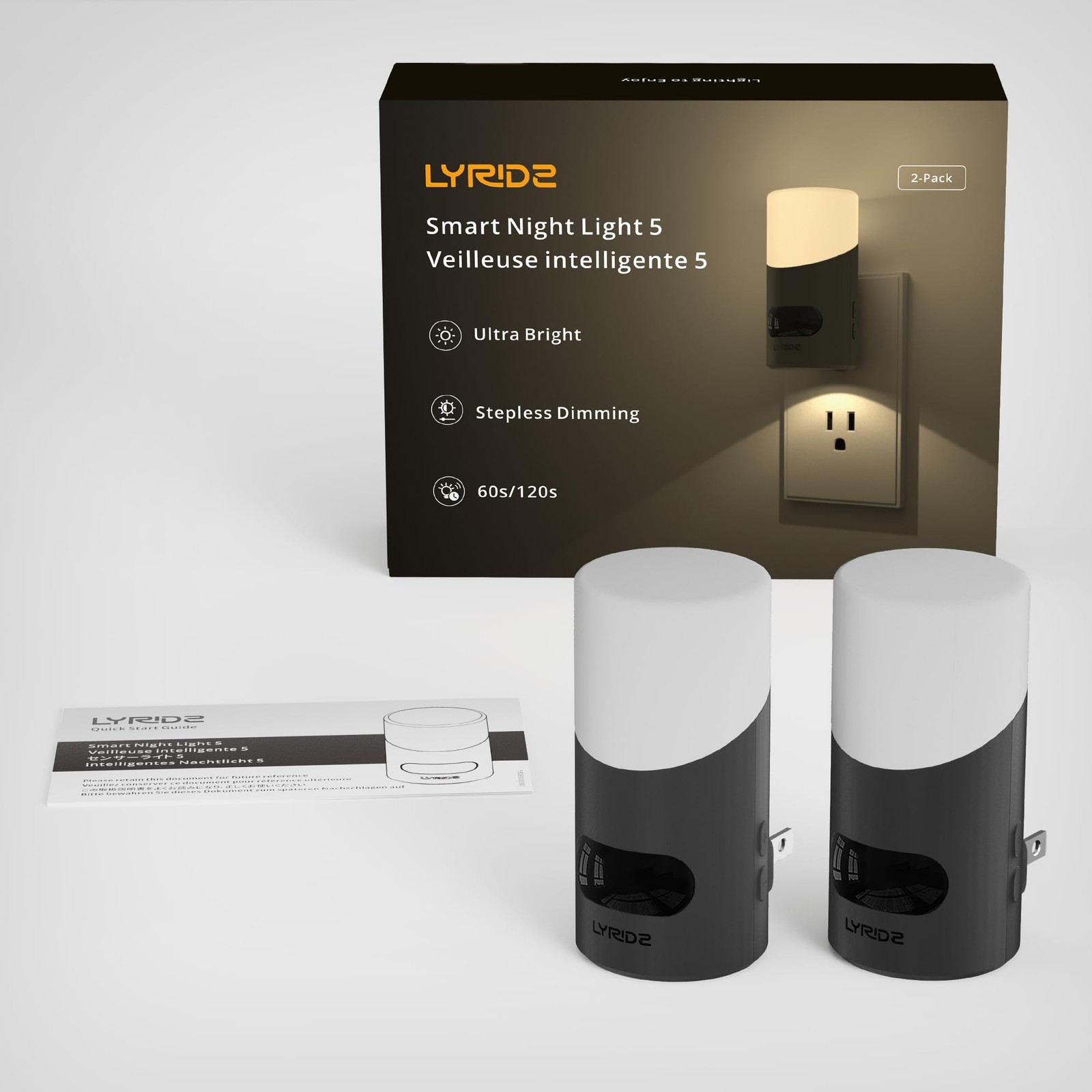 Lyridz LED Night Lights Plug into Wall with Motion Sensor, 1-150LM Dimmable P...